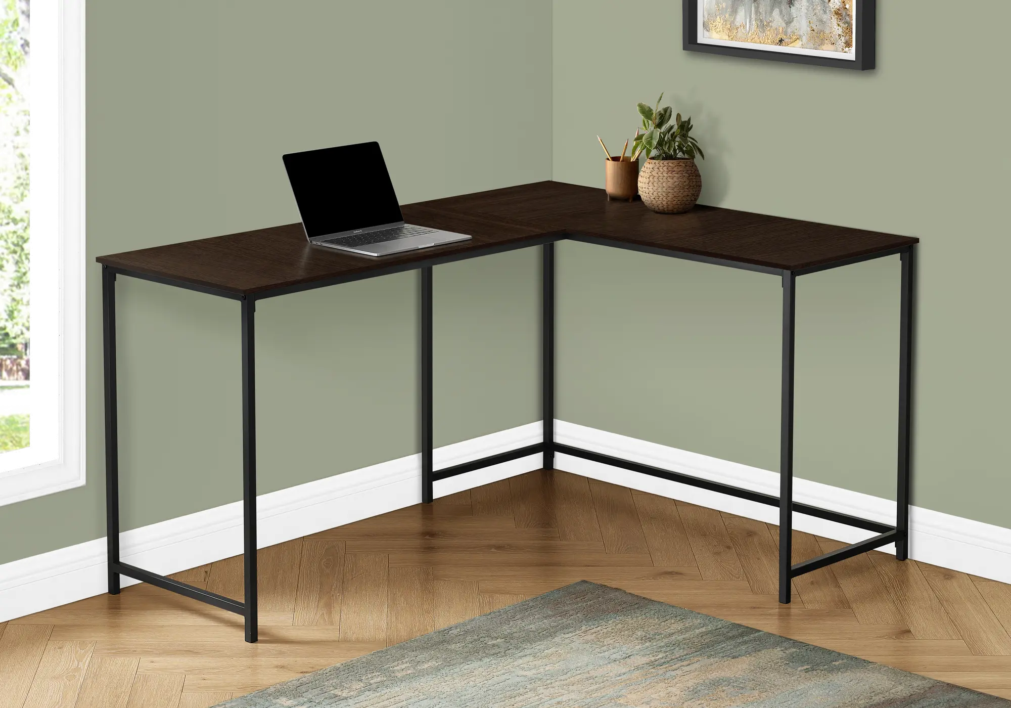 Espresso and Black L-shaped Desk - I7391-2