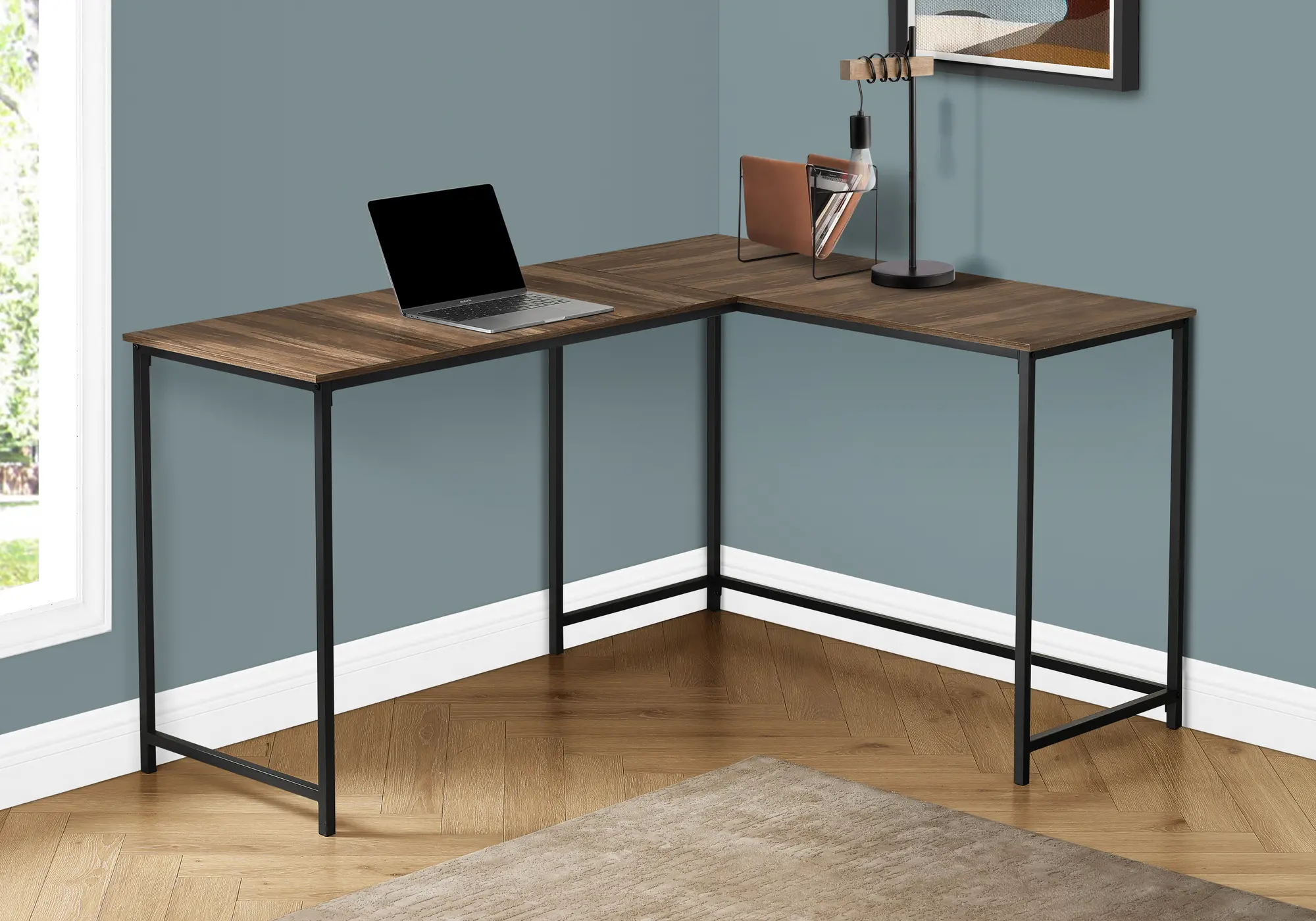 Lindzee Brown and Black L-shaped Desk-2