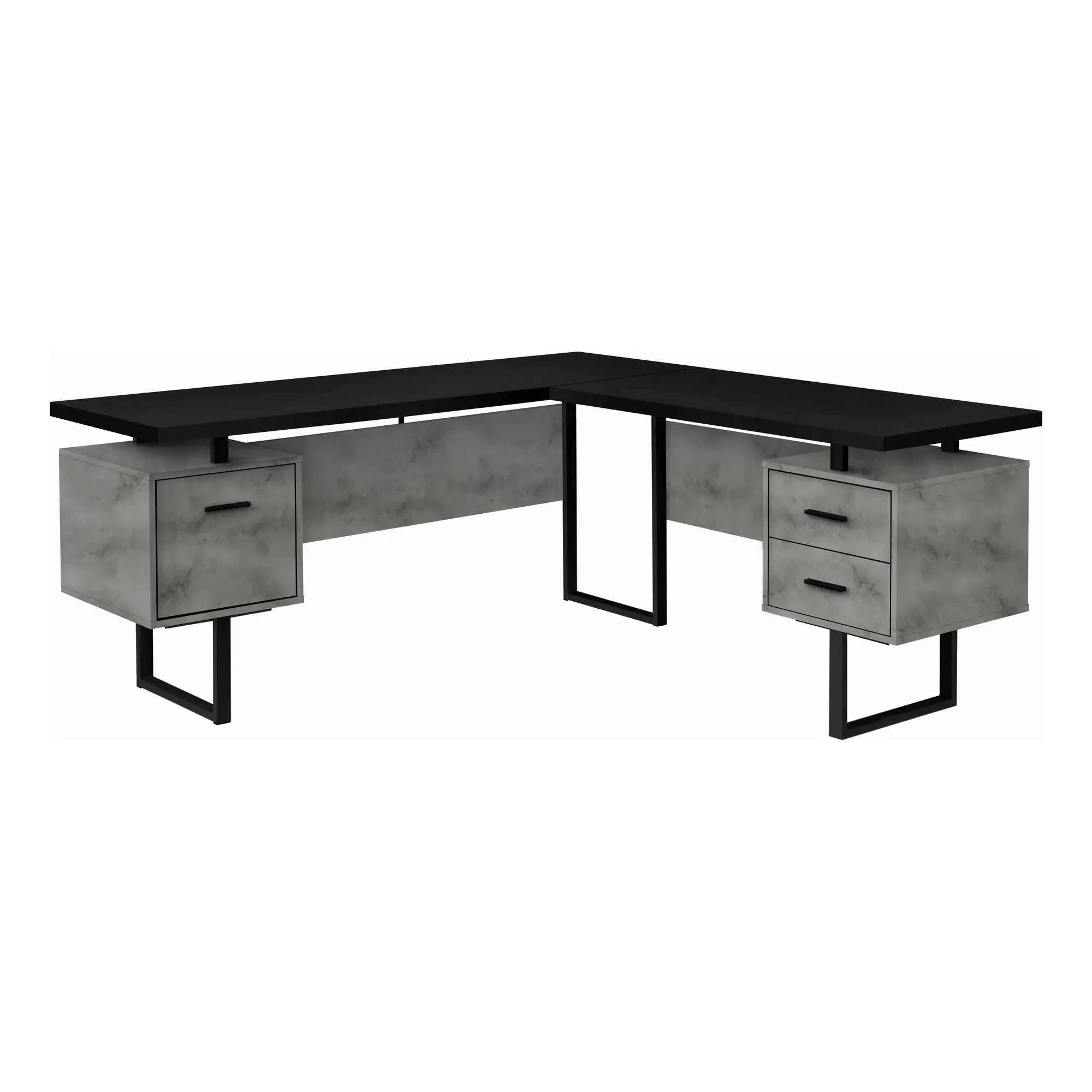 Concrete and Black L-Shaped Desk-1