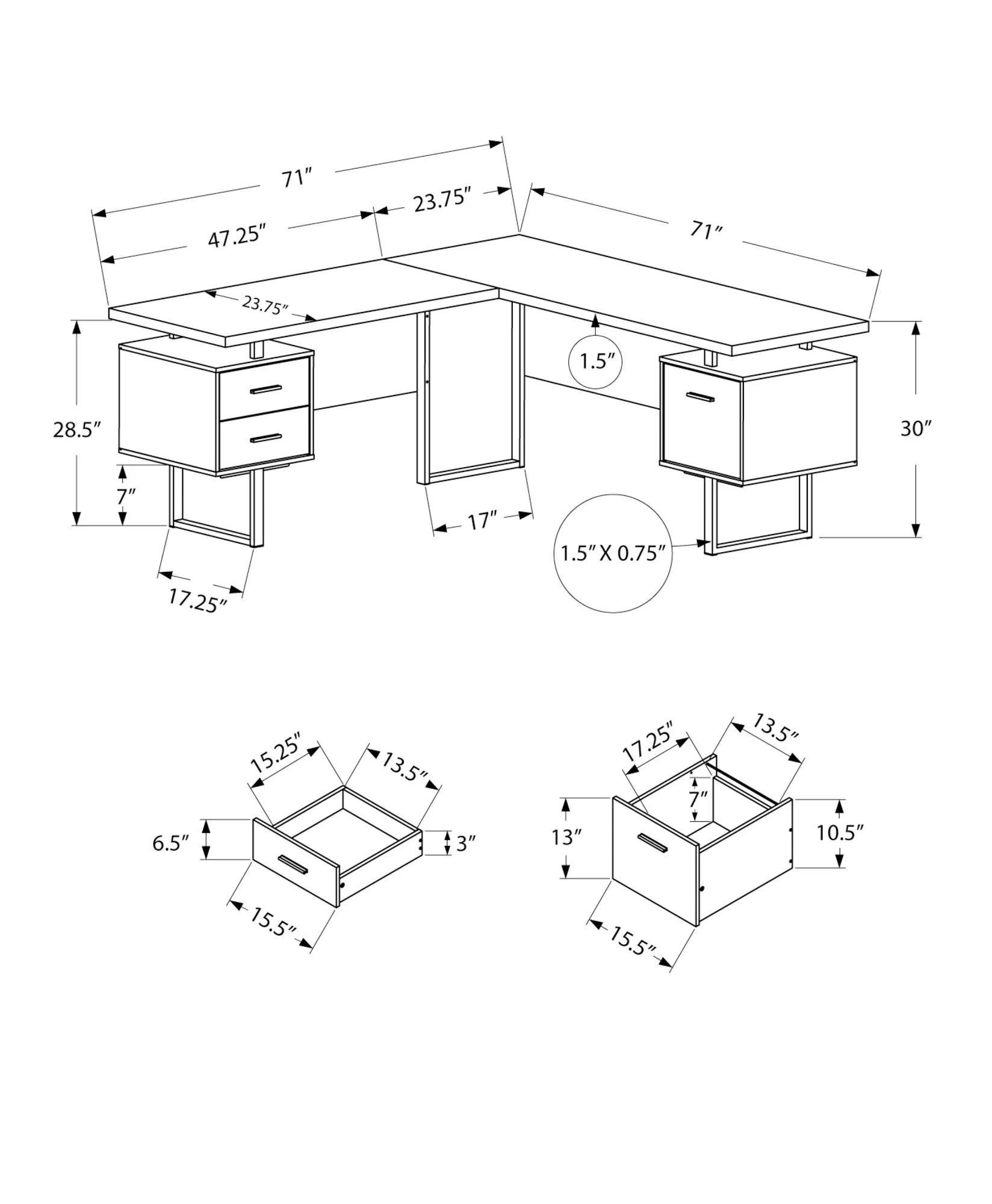 Concrete and Black L-Shaped Desk-3