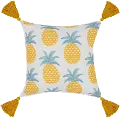 Yellow and Multi Color Pineapple Indoor-Outdoor Throw Pillow