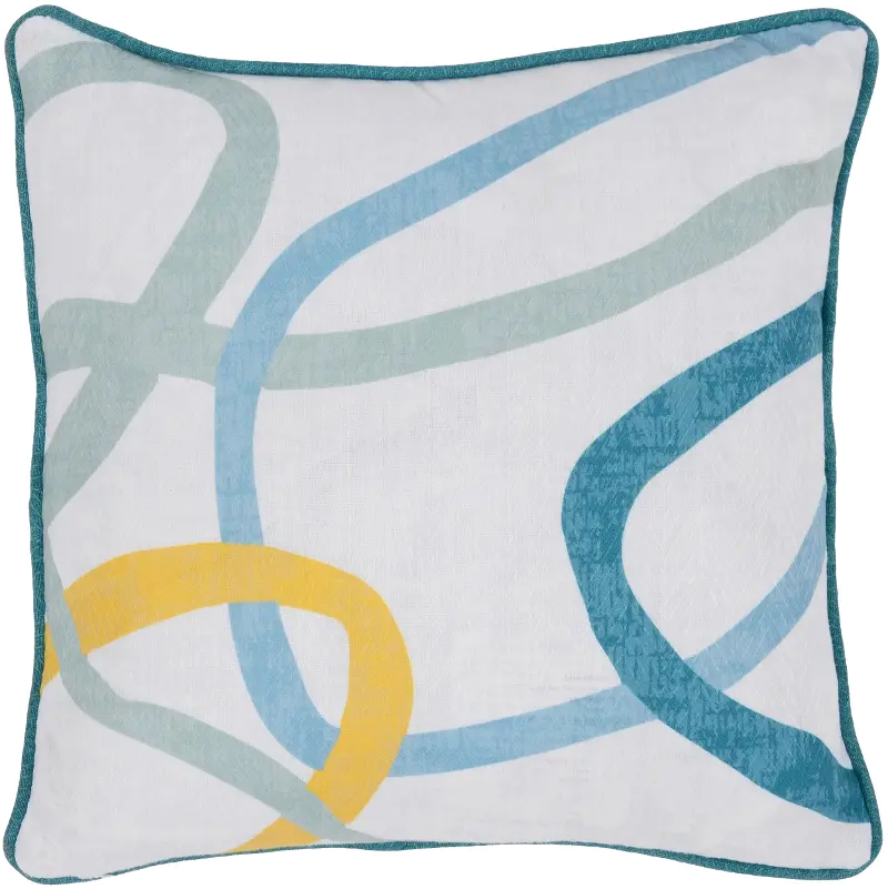 Blue and Multi Color Indoor-Outdoor Throw Pillow