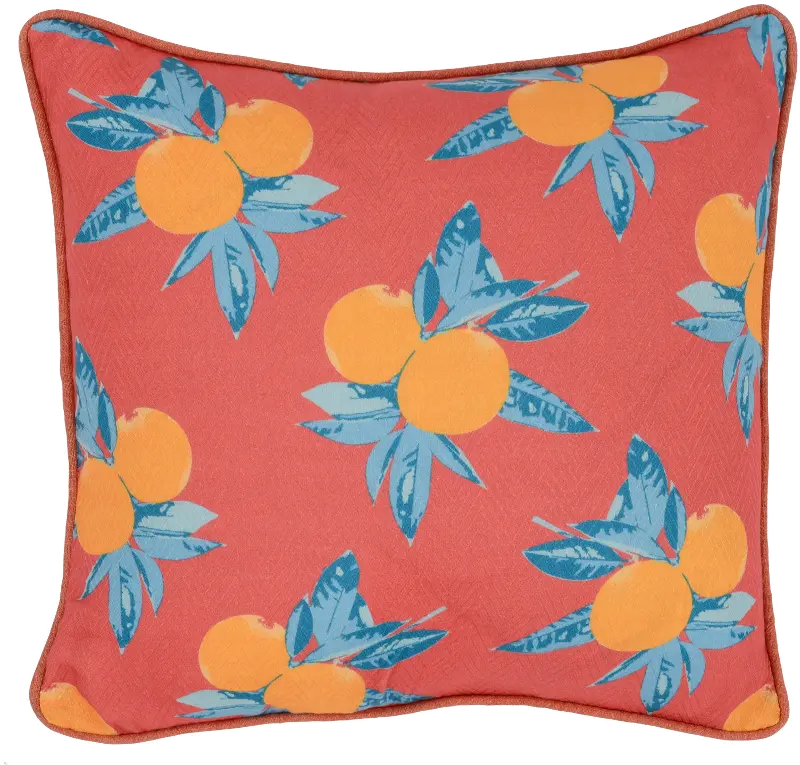 Orange Grove Red and Multi Color Indoor-Outdoor Throw Pillow