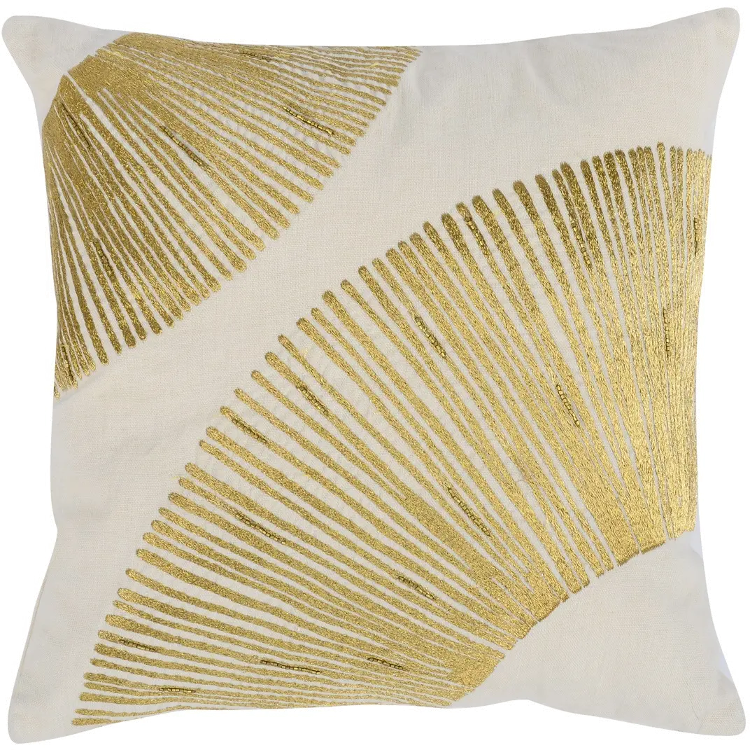 Square Gold Linen Leda Throw Pillow-1