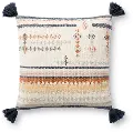 P1159MHMULTI/18X18 Magnolia Home Furniture Multi Color Throw Pillow with Blue Tassels
