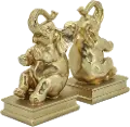11 Inch Gold Elephant Bookend Pair