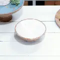 8 Mango Wood and White Enamel Bowl
