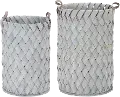 Light Gray 25 Inch Wood Woven Basket