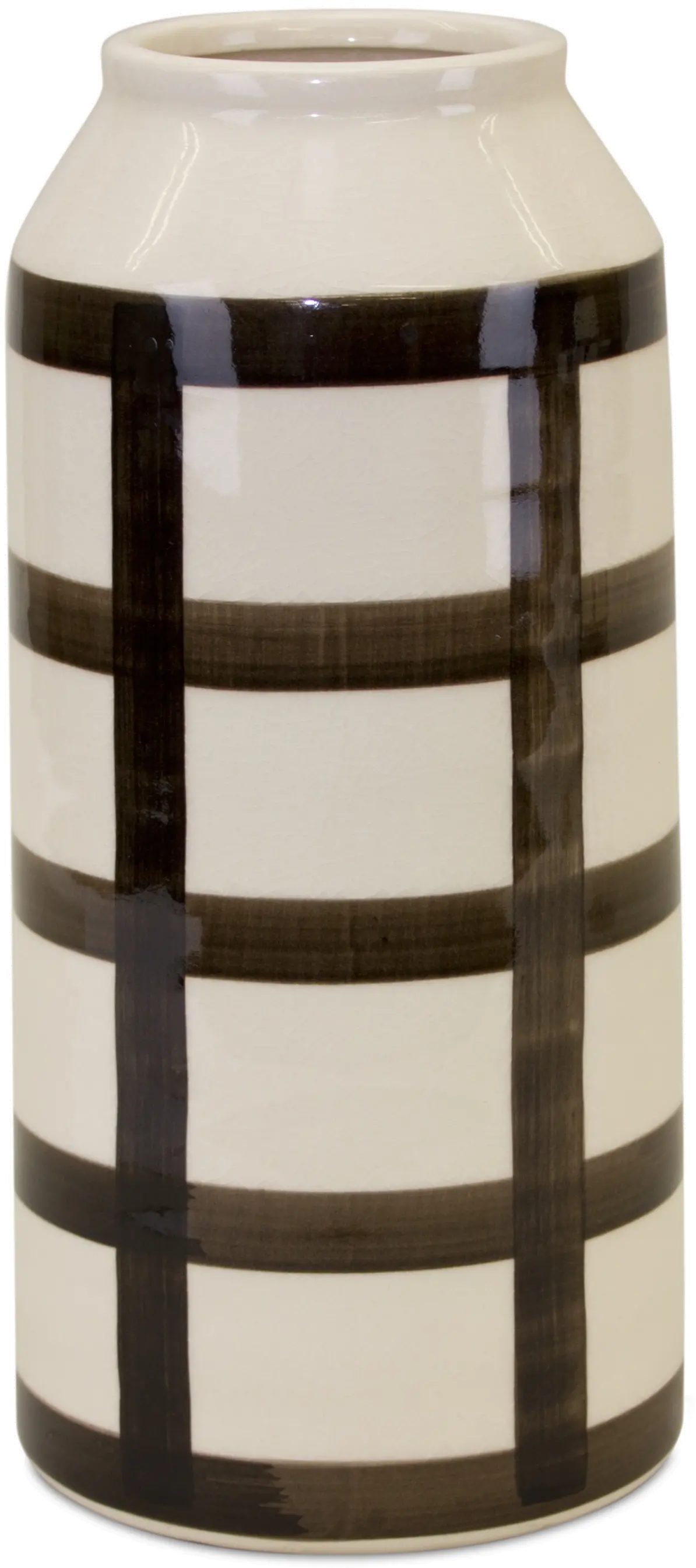 Cream and Brown Terra Cotta 10.5 Inch Vase - Windowpane-1