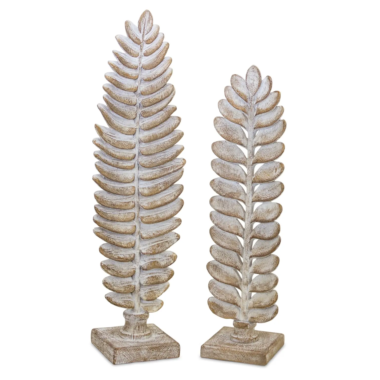 White and Brown 17 Inch Resin Fern Leaf on Stand-1