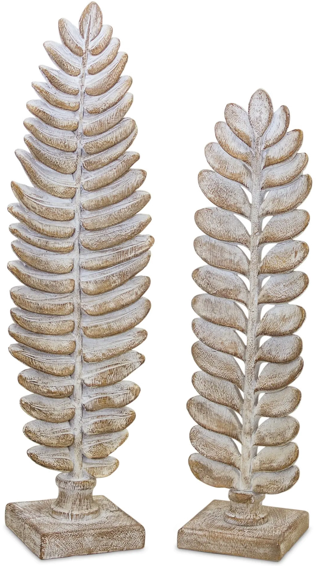 White and Brown 14 Inch Resin Leaf on Stand-1