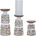 8 White Wash Resin Candle Holder - Orchard