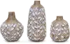8 Inch Resin Brown and White Leaf Pattern Vase