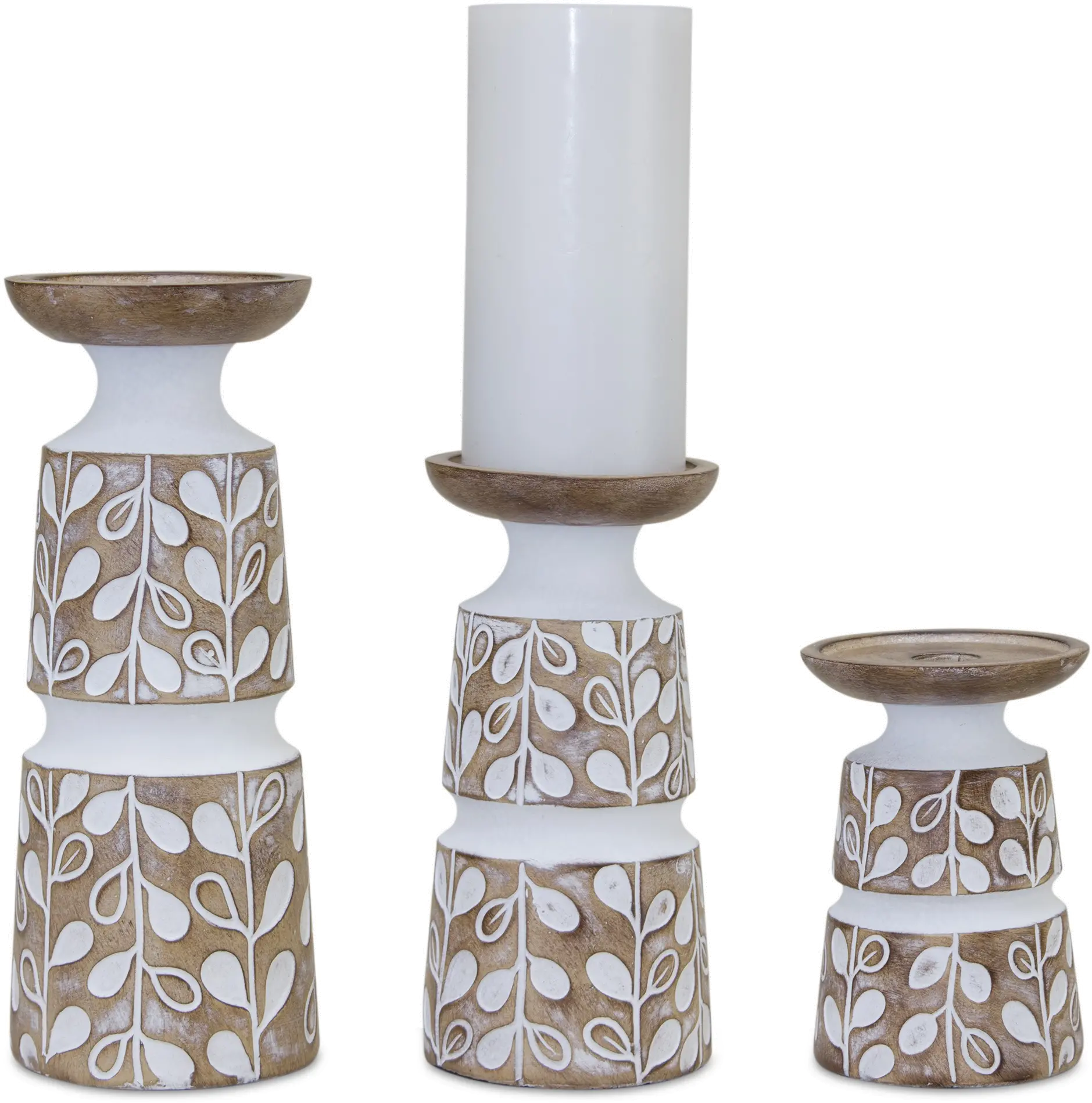 5 White Wash Resin Candle Holder - Orchard-1