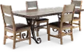 Antique Pine and Metal 5 Piece Dining Room Set