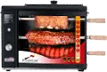 BG-03LXK-BLACK Brazilian Flame Rotisserie Grill with 3 Skewers and Upper Tray - Black