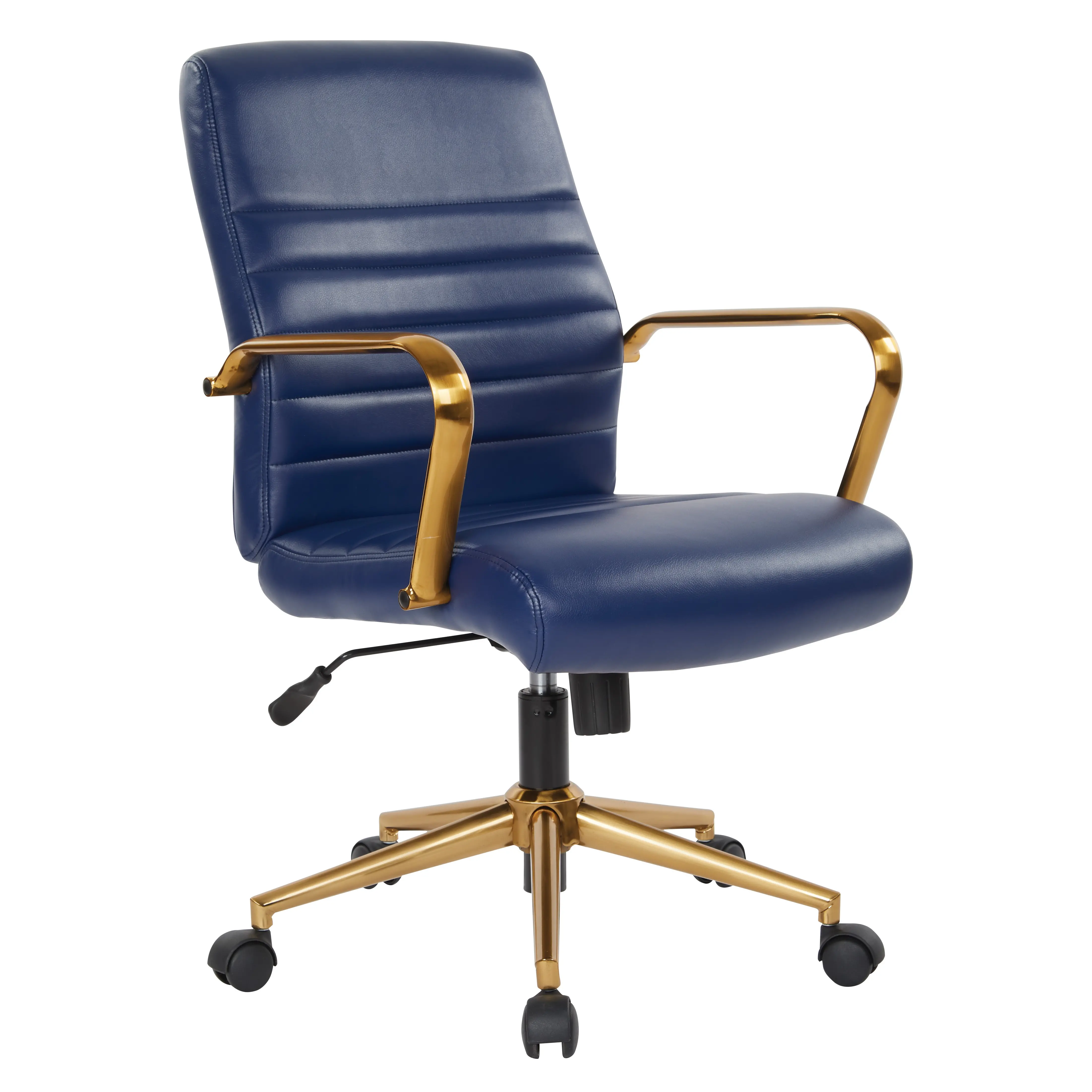Mid-Back Navy and Gold Faux Leather Office Chair-1