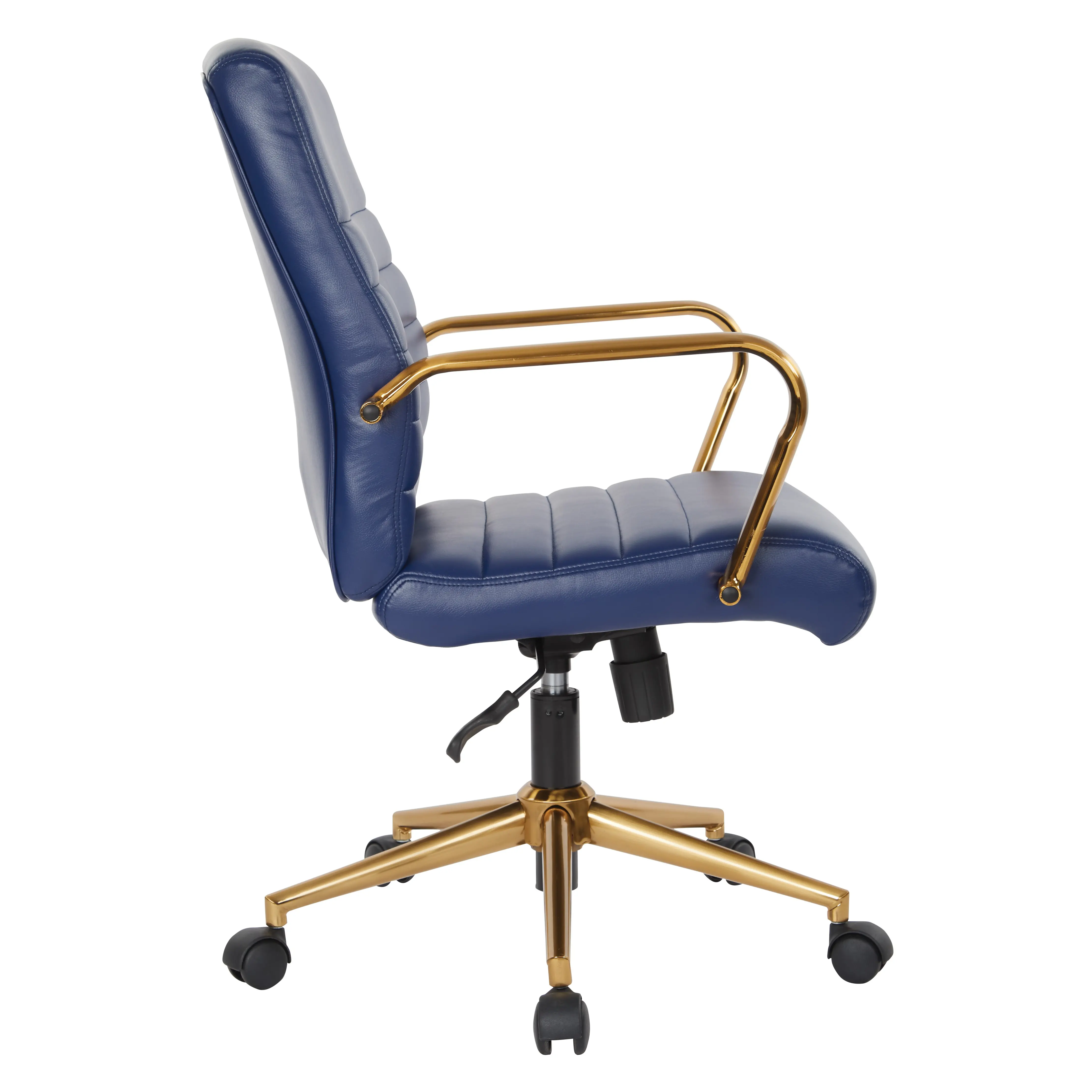 Mid-Back Navy and Gold Faux Leather Office Chair-3