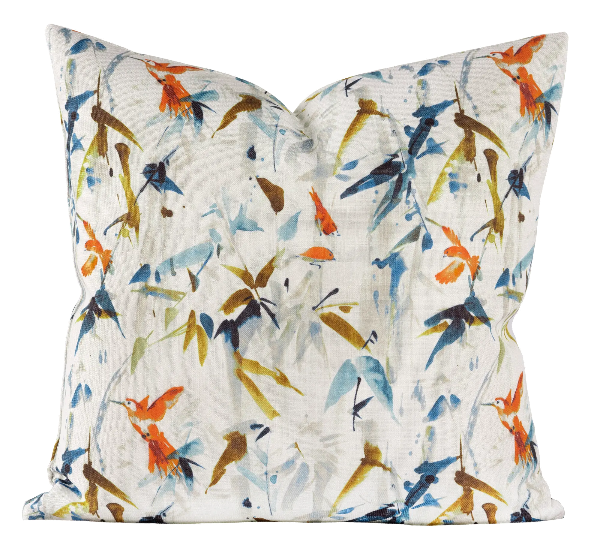 Multi Color Hummingbird Summer 20 Inch Feather Throw Pillow-1