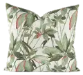 Green and Off White Desert Palm 20 Inch Feather Throw Pillow