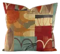 Red, Brown, Blue and Gold 20 Inch Hang Loose Throw Pillow