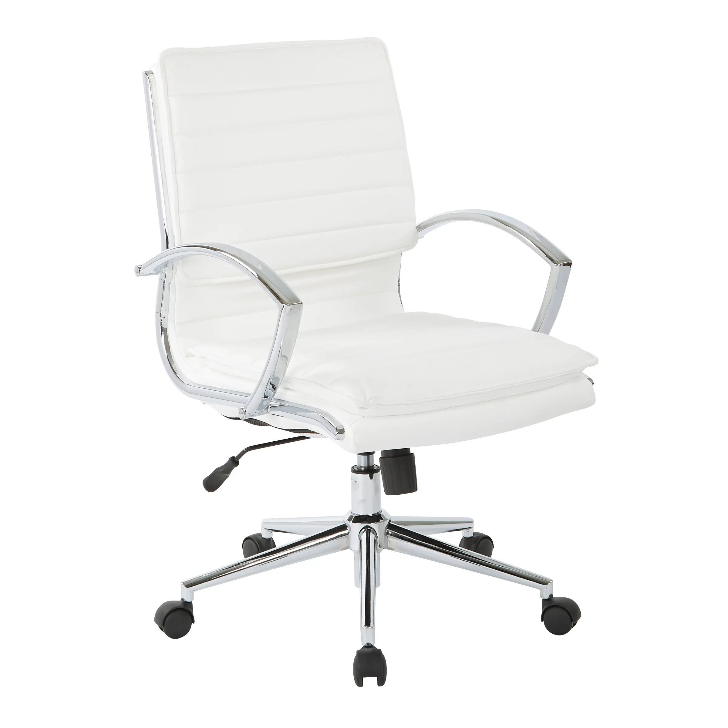 Mid Back White Manager's Chair with Chrome Base-1