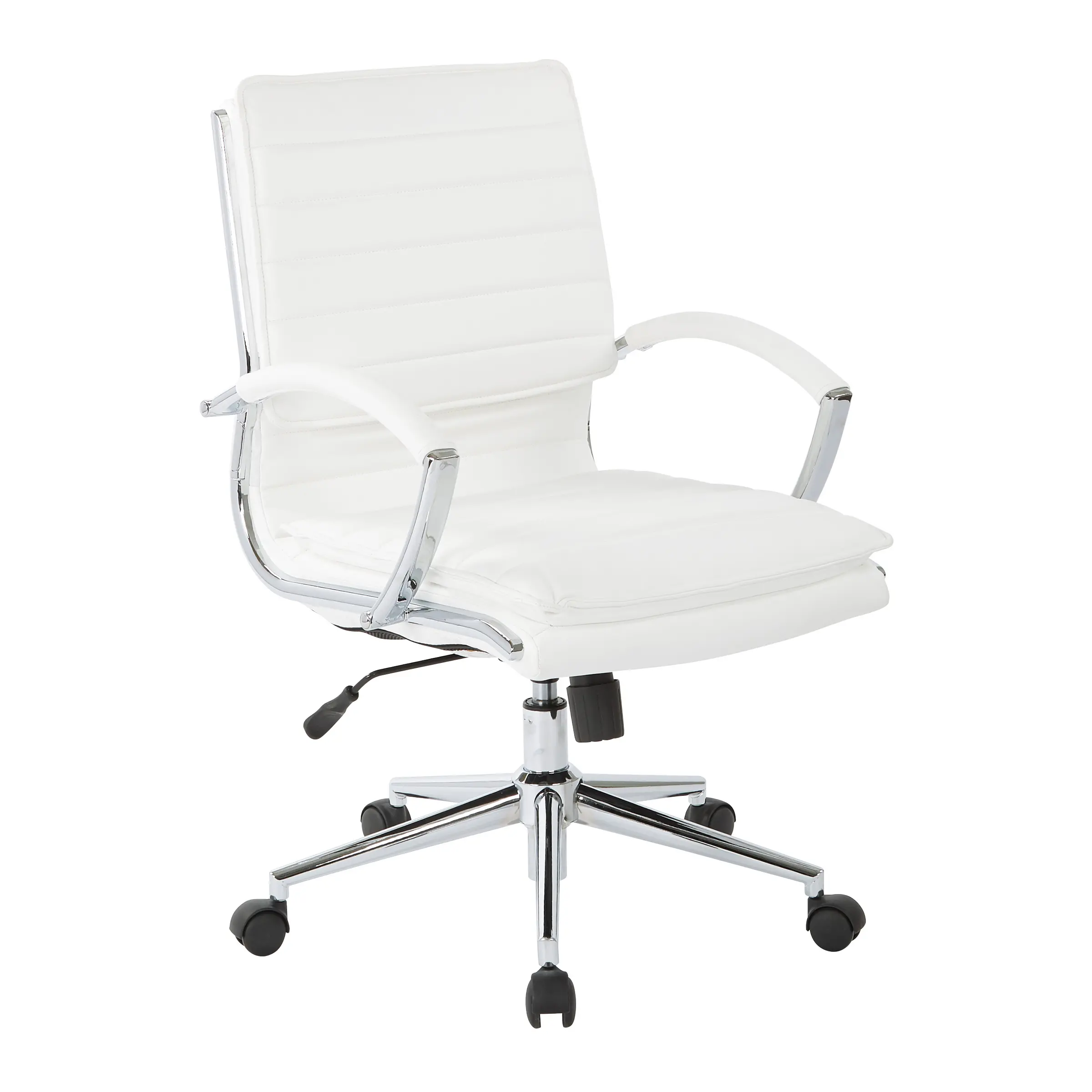 Mid Back White Manager's Chair with Chrome Base-2