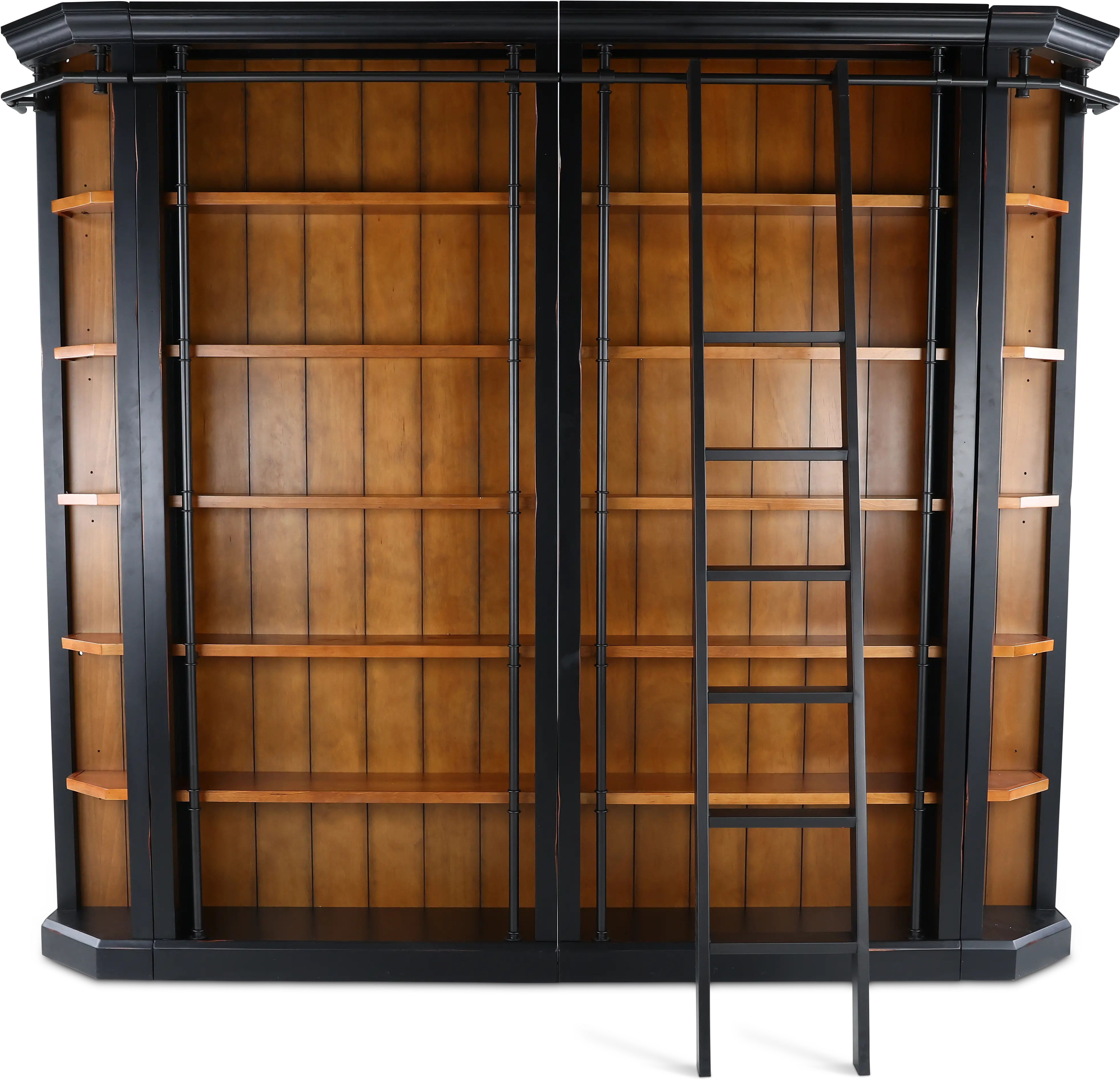 Toulouse Black and Honey 5-Piece Bookcase Wall-3
