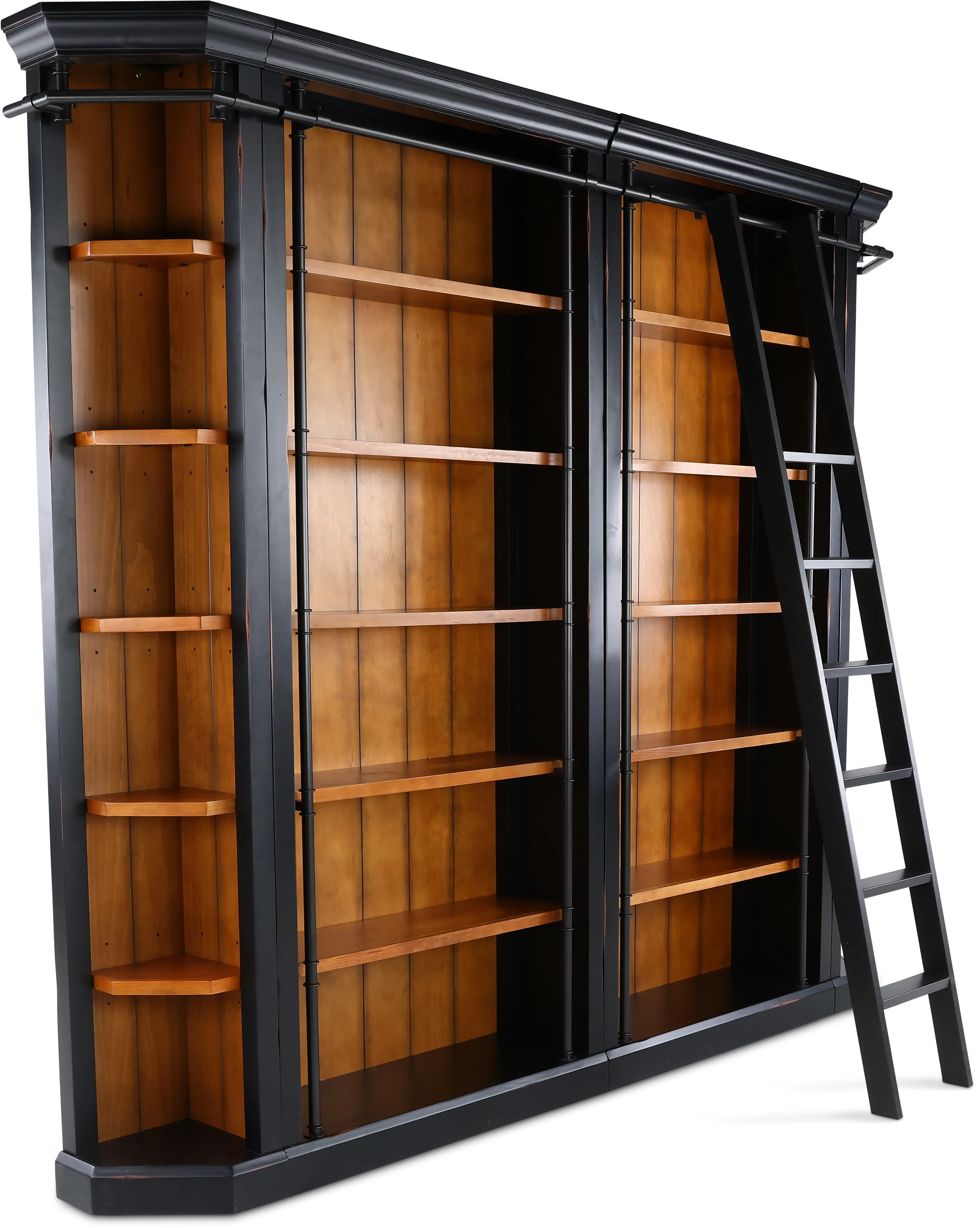Toulouse Black and Honey 5-Piece Bookcase Wall-8