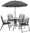 Black 6 Piece Patio Garden Set with Umbrella