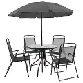 Black 6 Piece Patio Garden Set with Umbrella