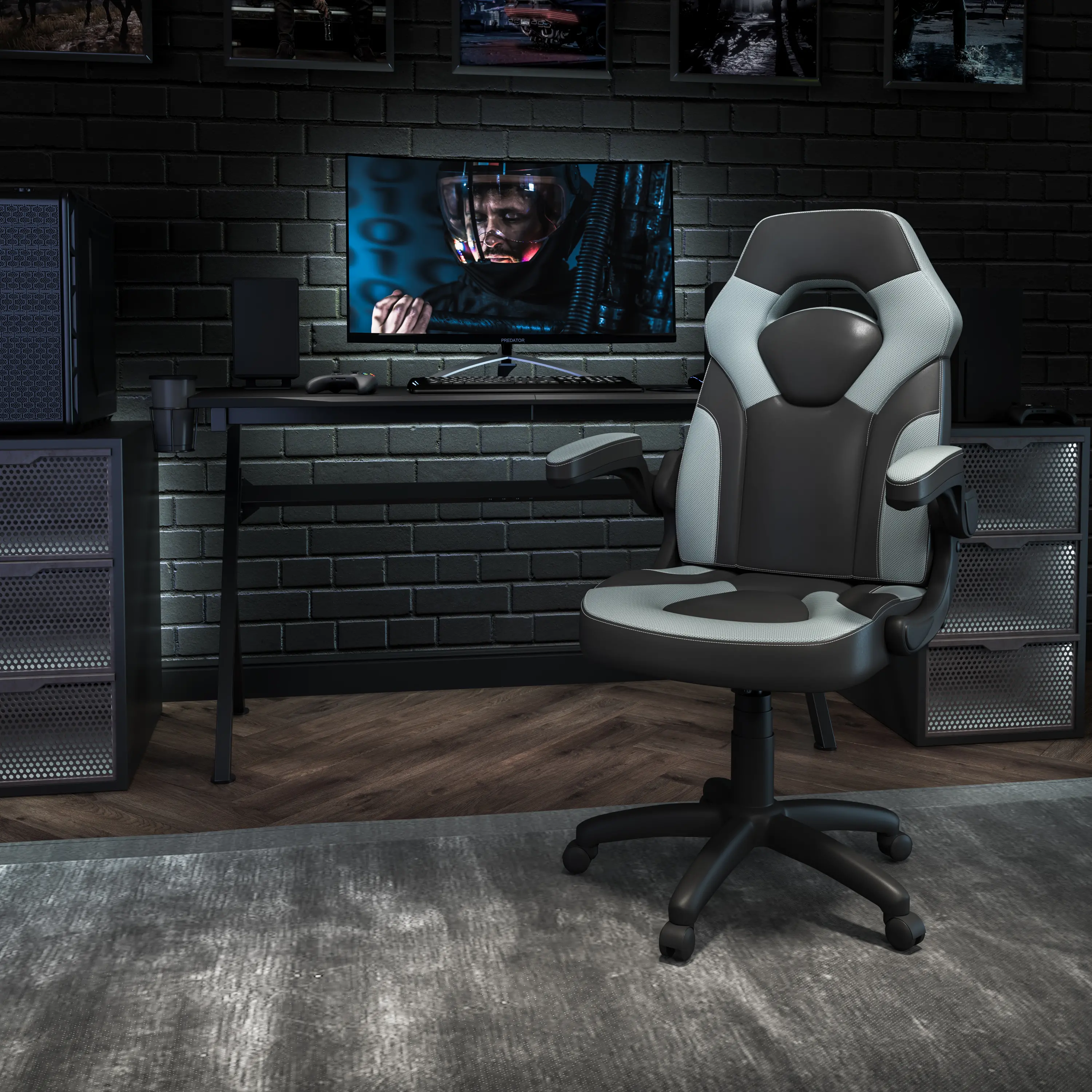 X10 Gray and Black Gaming Swivel Chair-2