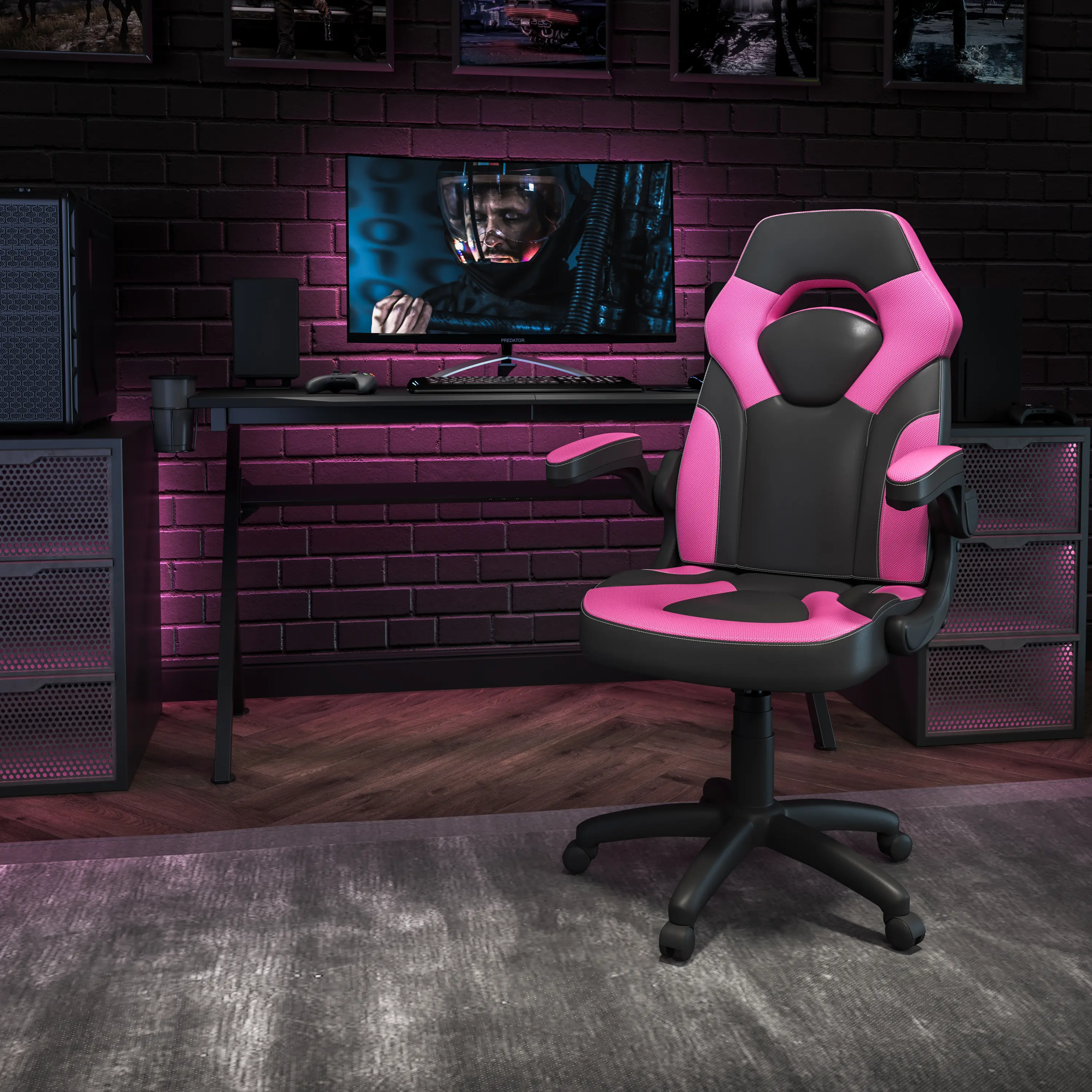 X10 Pink and Black Gaming Swivel Chair-2