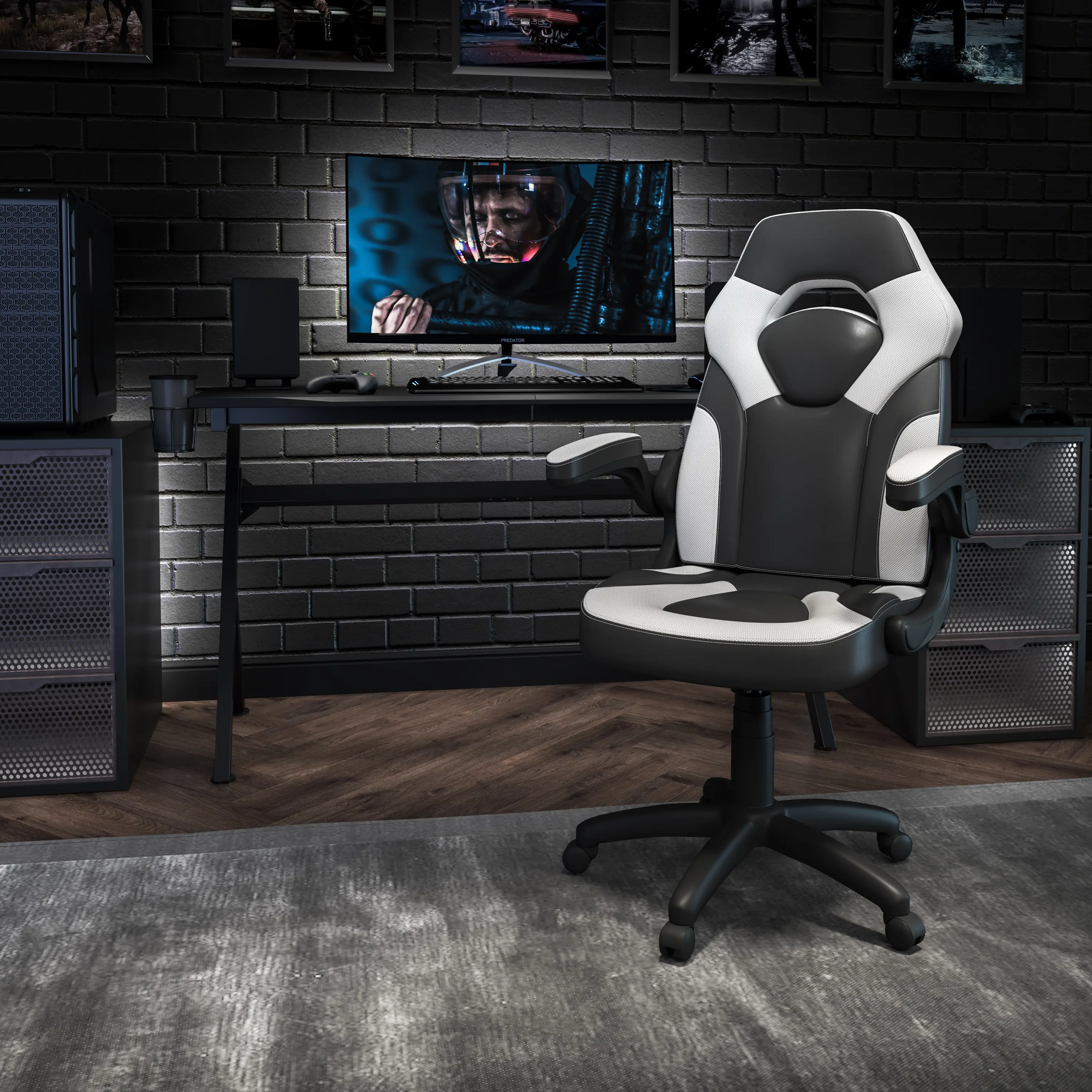 X10 White and Black Gaming Swivel Chair-2