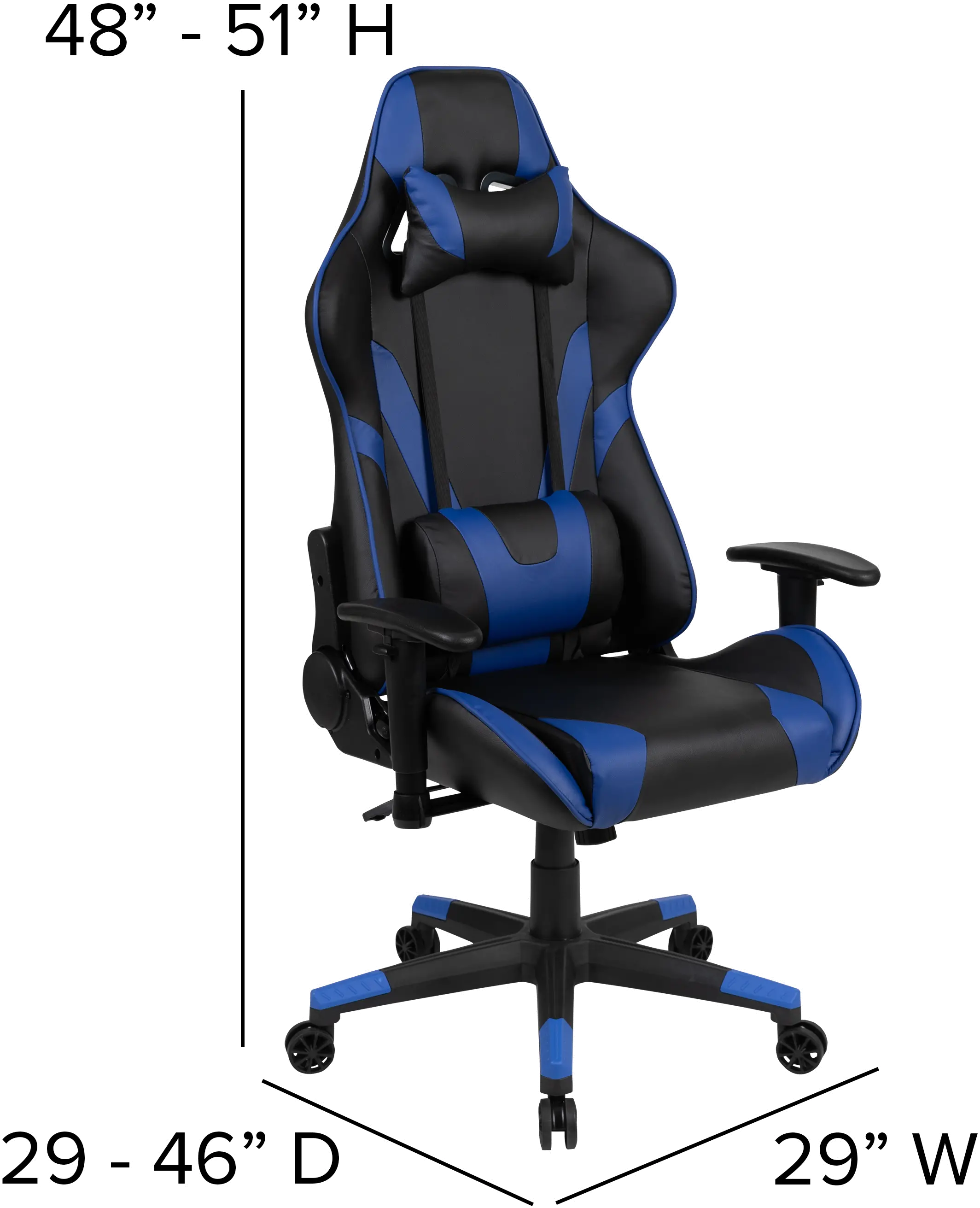 X20 Blue and Black Gaming Swivel Chair-3