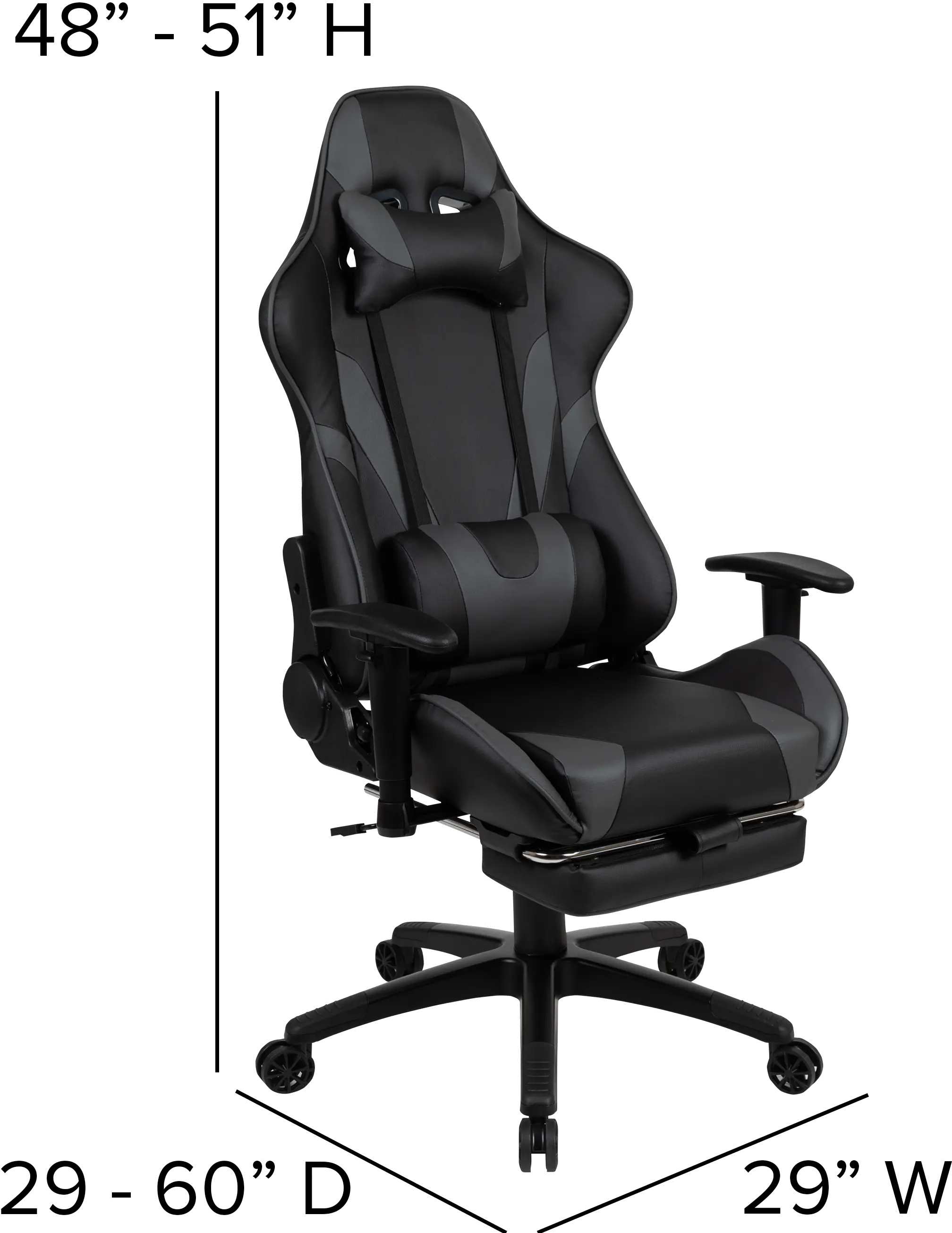 X30 Gray and Black Gaming Swivel Chair-3