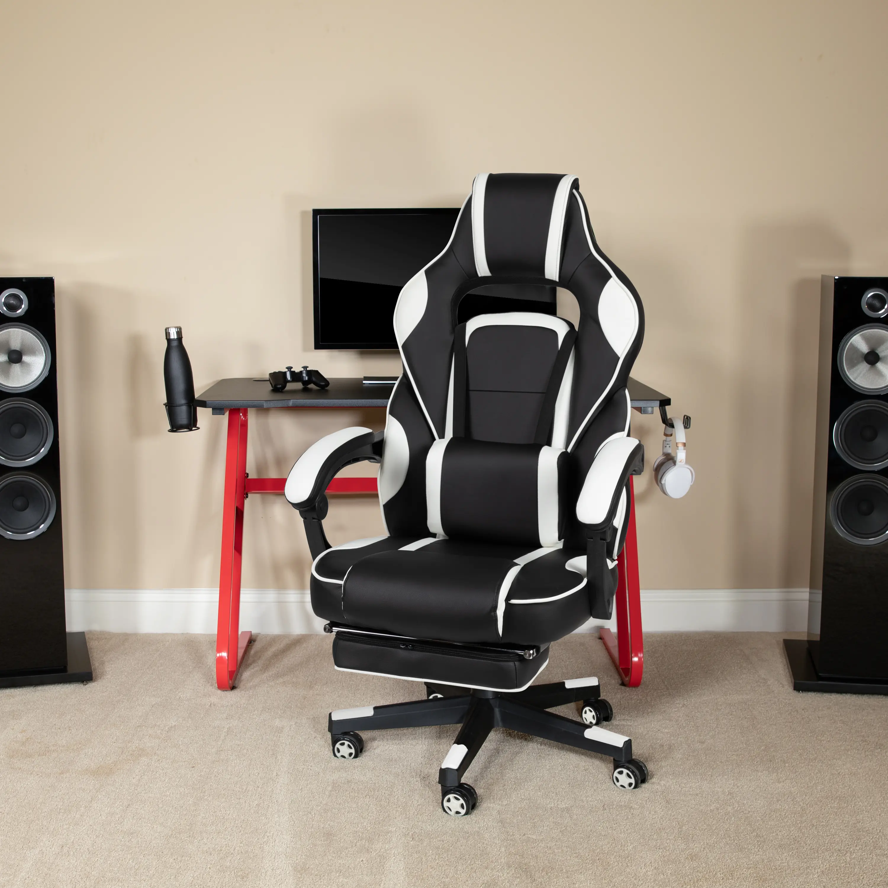 White and Black Gaming Swivel Chair - X40-2