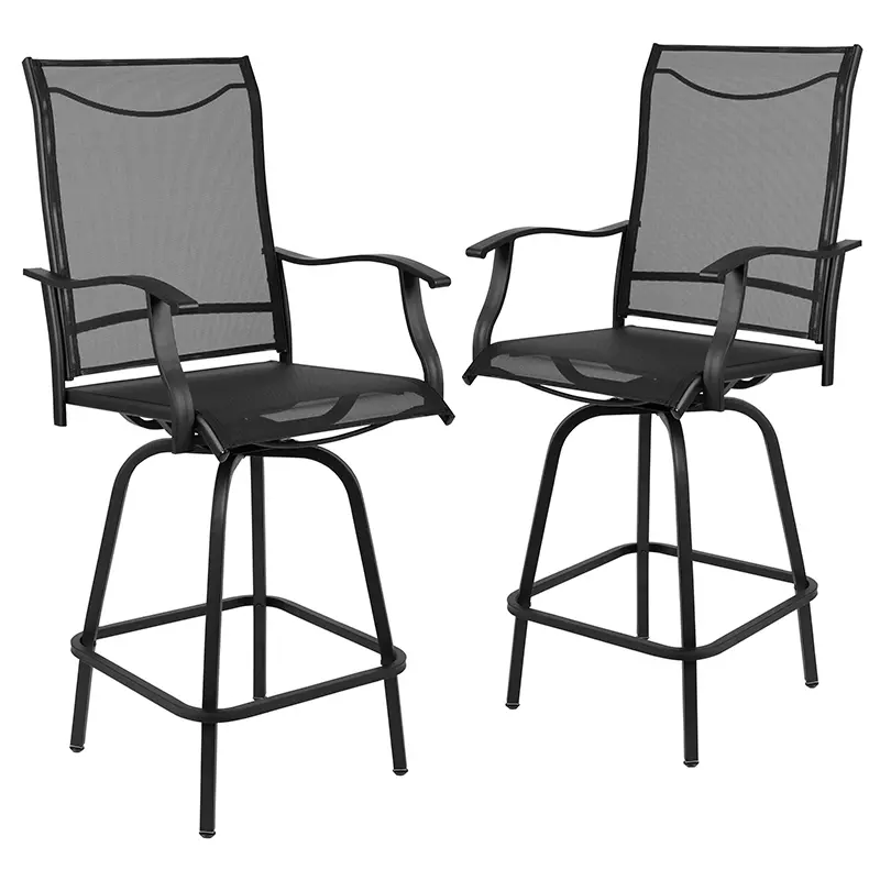 Wren Black Bar Height Patio Stools, Set of 2-1