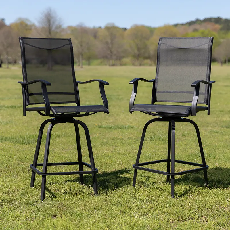 Wren Black Bar Height Patio Stools, Set of 2-2