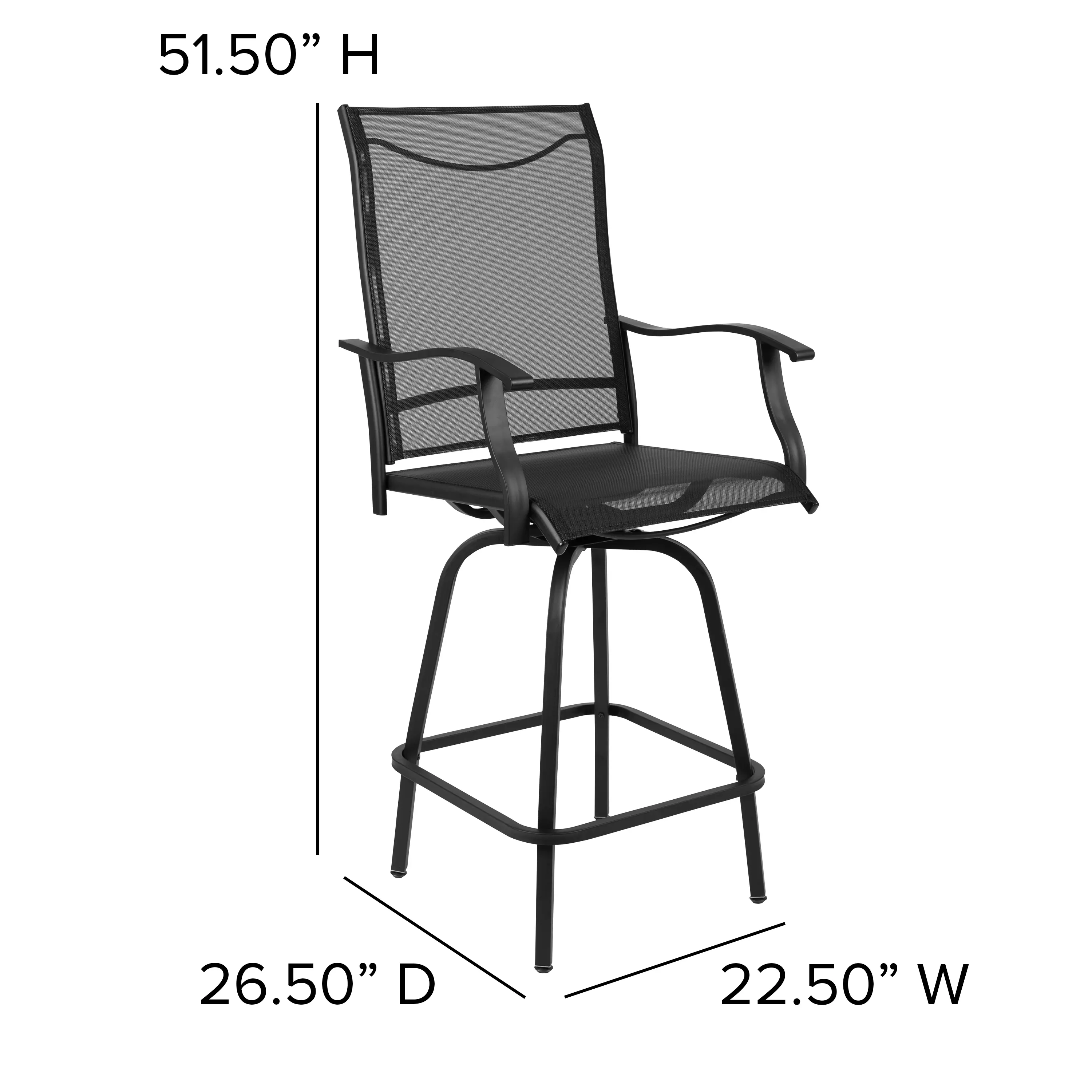 Wren Black Bar Height Patio Stools, Set of 2-3