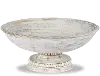 White Wash and Gray Beaded Wood Pedestal Bowl