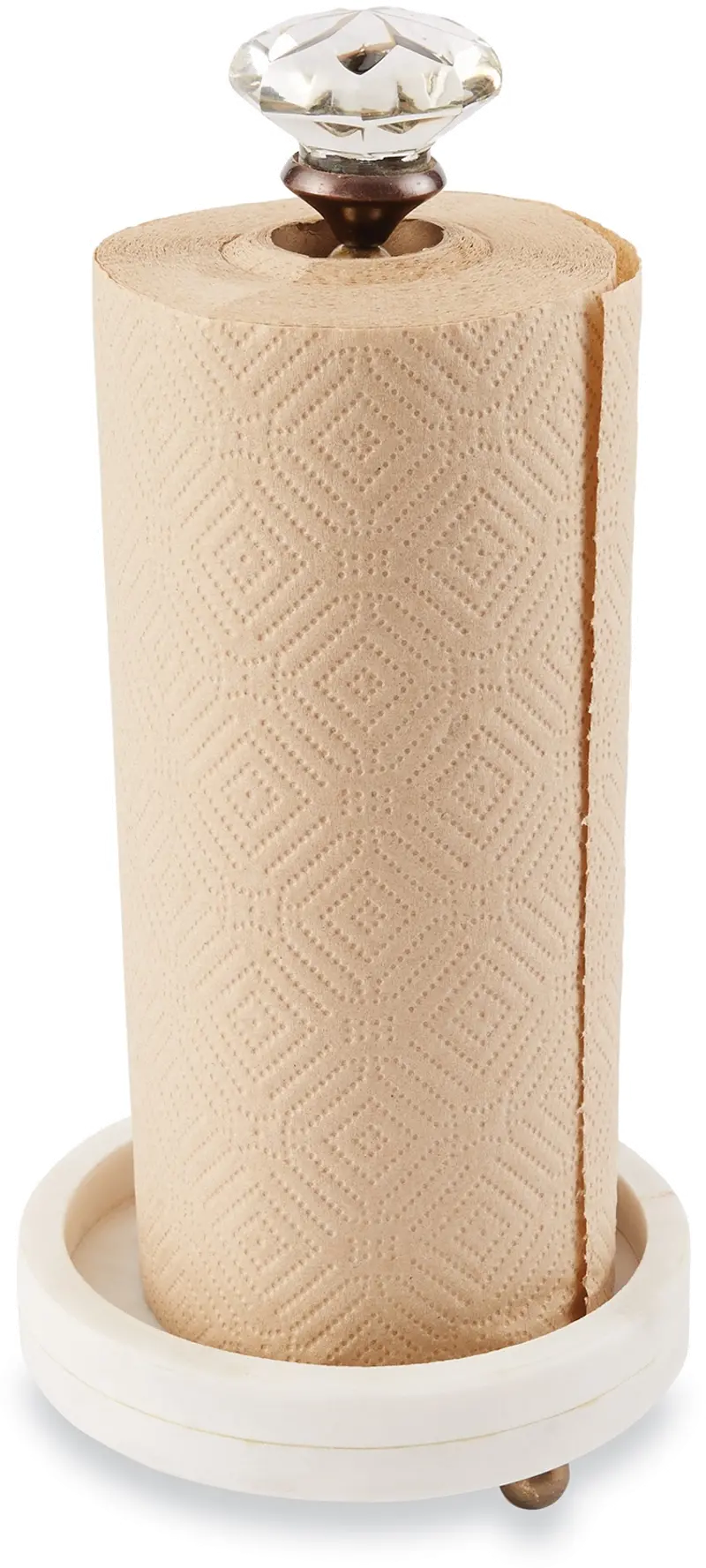 Marble Doorknob Paper Towel Holder with White Base