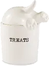 White Ceramic Dog Tail Treat Canister