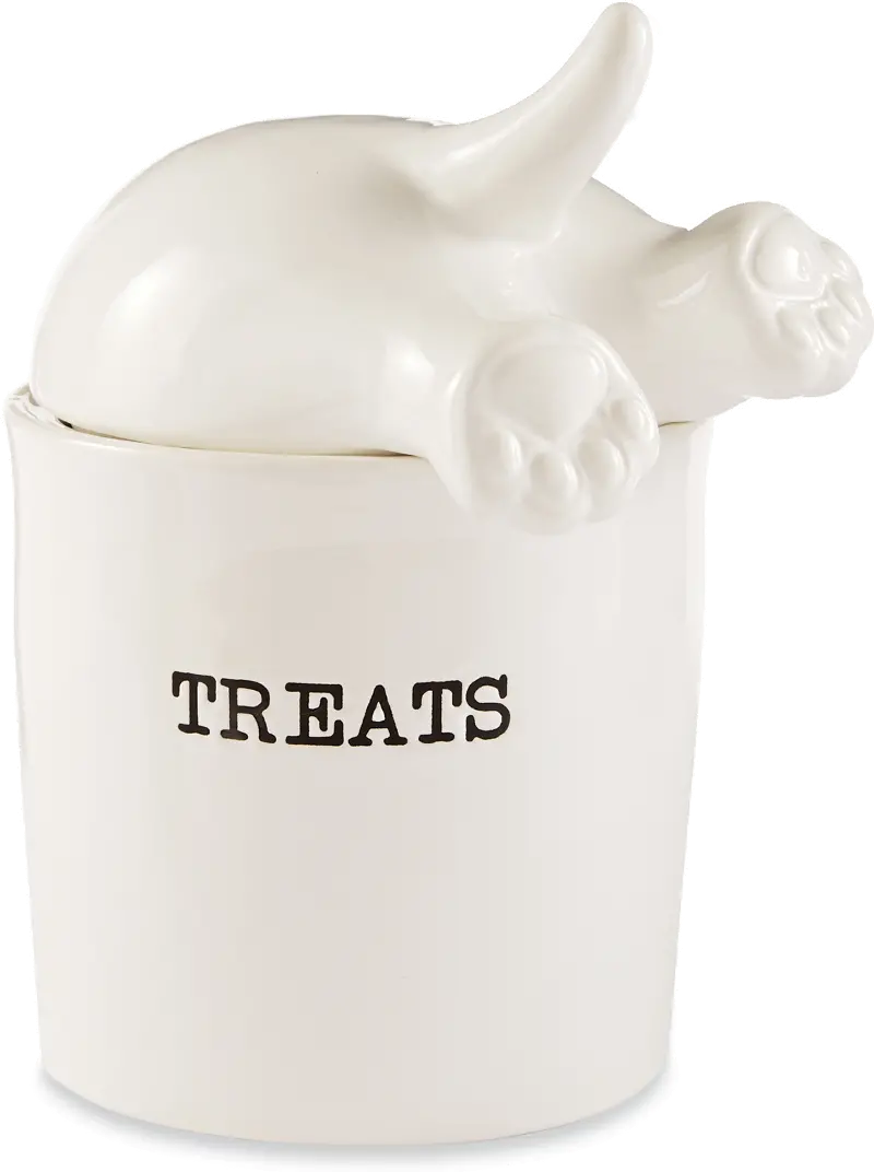 White Ceramic Dog Tail Treat Canister