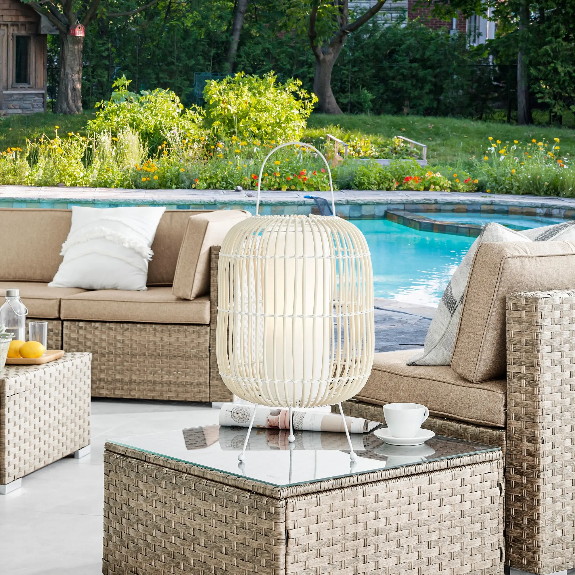 Bree White Outdoor Cordless Table Lamp with Rechargeable Bulb-2