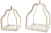 14 Inch White Washed Mango Wood Beaded Lantern