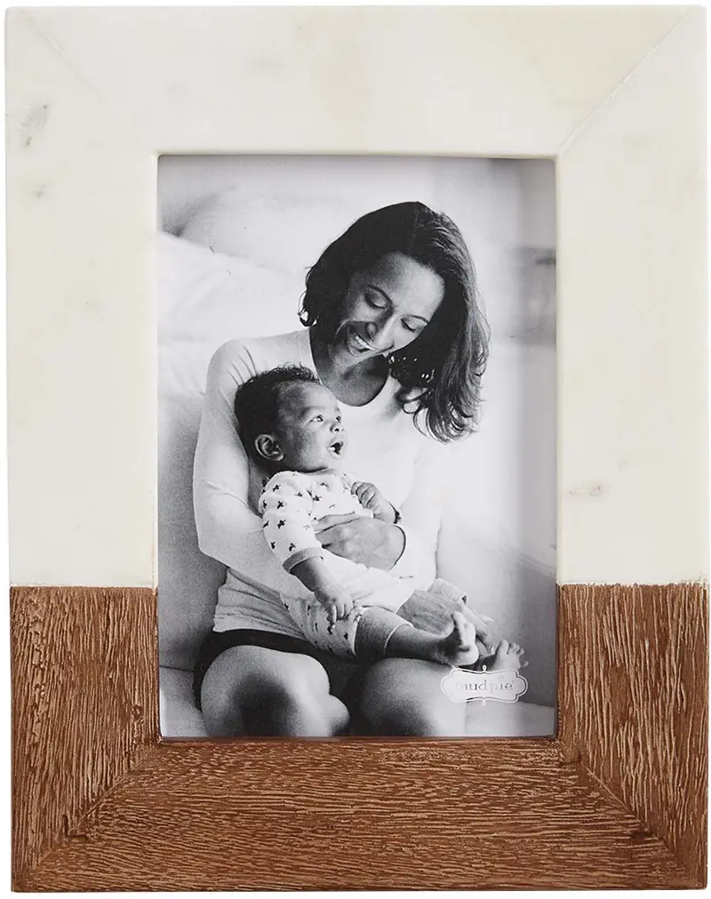 White Marble and Brown Mango Wood Picture Frame