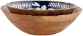 12 Inch Indigo Blue, White and Brown Serving Bowl