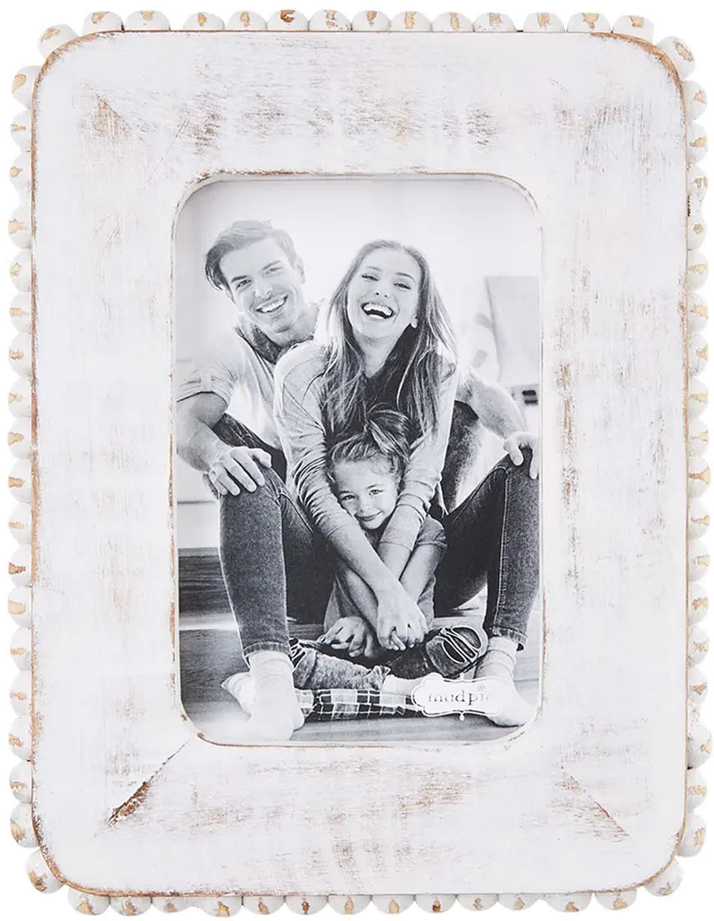 4x6 White Wood Beaded Picture Frame