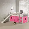 Bristol Twin Gray and White Low Loft Bed With Pink Tent